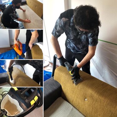 高級 革 レザー 布・起毛革素材・合皮 ソファ クリーニング